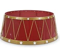 Base Copri piede Albero Natalizio a Forma di Tamburo Ø65cm - Rosso e Oro - Ideale per Alberi di Natale 180-210cm - Decorazione particolare