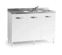Base cucina sottolavello 3 ante 120 cm bianco frassinato Frassino bianco