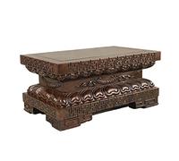 Base decorativa Base in legno forma rettangolare piedistallo scolpito in legno di ebano (3,9 pollici di altezza) supporto per piante in legno (S)