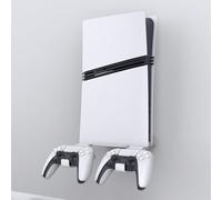 Base del supporto a parete con supporto per controller Supporto da appendere a parete per PS5 Pro/ps5 Slim Digital Edition e Disc Edition Supporto per console a parete (Bianco)
