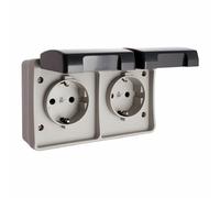 Base della spina EDM Grigio Superficie 250 V 16 A IP44 Con coperchio Doppia A