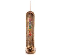Base di fiore di loto Chakra di qualità e bruciatore di incenso con 7 gemme colo