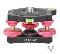 Base di livellamento per treppiede ARTCISE, testa a tre ruote a 3 assi in lega di alluminio, filettatura da 3/8", regolazione precisa dell'angolo +/-5° per la fotografia panoramica macro