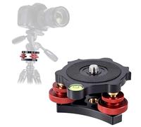 Base di Livellamento per Treppiede, Livellatore per Treppiede con Livella a Bolla Testa a Tre Ruote a 3 Assi Filettatura da 3/8" Angolo Preciso Regolabile +/-5° per Fotografia Panoramica Macro