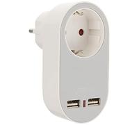 Base di presa con uscita 2 x USB 5 V, bianco grigio, 0