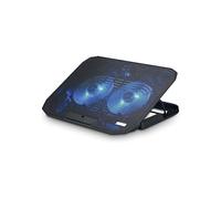 NK Laptop Cooler Stand - Ventola per computer portatili da 12 a 17 pollici con 5 supporti regolabili in altezza, 2 ventole silenziose, 2 porte USB, raffreddamento rapido, luce LED blu - Colore nero