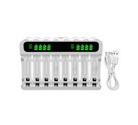 Base di ricarica avanzata per batterie NiMH, configurazione a 8 alloggiamenti con indicatori LED compatibili AA 3A e ricarica della batteria del fotografo