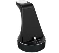 TOOQ TQCD02L - Dock di ricarica per Apple Watch e iPhone, caricatore 2 in 1 con autorizzazione Apple MFi, colore nero