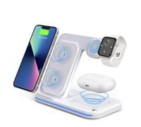 CARICABATTERIA WIRELESS DAM ELECTRONICS Caricatore wireless 3 in 1, Universale Dispositivi con standard Qi Bianco