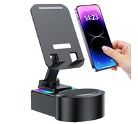 Base di Ricarica Wireless Portatile per Smartphone, Supporto Pieghevole per Cellulare con Luce a LED e Altoparlante, Accessorio Multifunzione Per Telefono Ideale Per Uomo Donna Ragazzi Ciclisti Nonno
