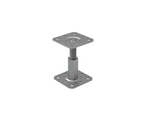 Base di supporto galvanizzata per pali elevati, altezza regolabile 100-150 mm (dimensioni: 100 x 100 mm)