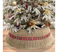 Base di supporto in rattan per albero di Natale copri base albero natale Collare Gonne (Rattan)