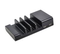 Base di Supporto Telefono 4 Porte USB e Spina Ue Nera | Plastica, Protezione da Sovracorrente, per Casa e Camera D’albergo, 220v-240v per Dispositivi USB