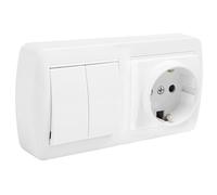 Base doppia bipolare a superficie e doppio interruttore, con otturatore, 148 x 72 x 42 mm