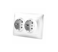 Base doppia monoblocco da incasso universale bianca 16A, ideale per qualsiasi ambiente. Progettato per la massima sicurezza e facilità d'uso in impianti elettrici.