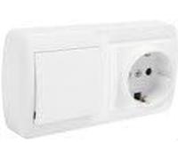 Base fissa 2P + T 16A 250 V + interruttore / interruttore 10AX 250 V 148x72x28 bianco SOLERA MUR63U