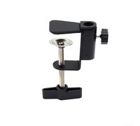 Base fissa da scrivania a 360 gradi per supporto microfono, morsetto da tavolo a forma di C con vite regolabile e imbottitura in schiuma morbida, clip in lega di alluminio (nero B)