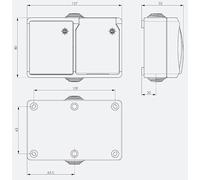 Base fissa impermeabile IP44 con interruttore e interruttore, ideale per esterni e ambienti umidi, assicura il controllo sicuro dei circuiti elettrici.