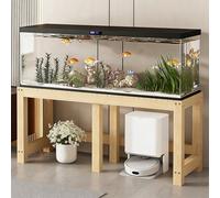 Base for Acquario a Un Livello,Supporto in Legno Resistente for Acquario,Ripiano Multifunzione for Piante da Interno, Altezza 50 Cm,Finitura in Legno Naturale(150x50cm/59.1x19.7in)
