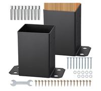 Base for palo 4x4, 4 pezzi, ancoraggio for resistente verniciato a polvere, staffe for in legno nero opaco for ringhiera del ponte padiglione Per Pilastri