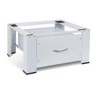 Base in acciaio per lavatrici con cassetto, fino a 150 kg, stabile base per lavatrici con cuscinetti antiscivolo, telaio rialzo per asciugatrice, frigorifero, bianco, 64 x 54,5 x 32 cm