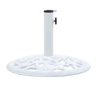 Base in Ghisa per Ombrellone, Base di Supporto Stabile da Giardino e Terrazza 12 kg Diametro 48 cm con Adattatore per Tubi 35 38 48 mm, Design Elegante Floreale Bianco per Patio Esterno, Casa e Piazza