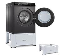 Base in metallo per lavatrice, con cassetto, base per asciugatrice, 64 x 54,5 x 32 cm (lunghezza x larghezza x altezza) | fino a 150 kg | con cuscinetti antiscivolo, base in acciaio, supporto per