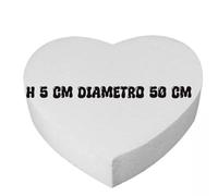 Base in Polistirolo a Forma di Cuore, 50 cm Diametro, 5 cm Altezza, per Cake Design e Decorazioni