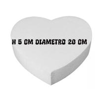 Base in Polistirolo a Forma di Cuore, Diametro 20 cm, Altezza 5 cm, per Cake Design e Decorazioni