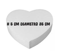 Base in Polistirolo a Forma di Cuore, Diametro 35 cm, Altezza 5 cm, per Cake Design e Decorazioni