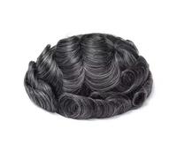 Base in seta for parrucchino da uomo in capelli umani con parrucca | N. 6 posticci for capelli castano chiaro, doppio pizzo, traspiranti, dall'aspetto naturale, da 6 pollici(6"X8")