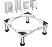 Base Lavatrice con 4 Piedi, Altezza 18-21cm Base per Lavatrice Regolabile 45.5 a 70cm, Base per Asciugatrice, Frigorifero, Capacità di Peso 400kg, Bianco