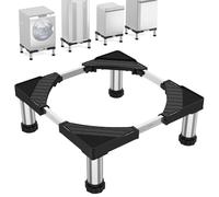 Base Lavatrice con 4 Piedi, Altezza 18-21cm Base per Lavatrice Regolabile 45.5 a 70cm, Base per Asciugatrice, Frigorifero, Capacità di Peso 400kg, Nero