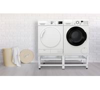 CLP Base Lavatrice Doppia Tampa I Ripiano per 2 elettrodomestici I con cassetti, Colore:Bianco