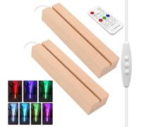 Base LED in legno, 2 pezzi di luci a LED, base di illuminazione in legno, base di illuminazione a LED, 7 colori regolabili con telecomando per 5 mm di spessore, piastra in acrilico fai da te, piastra