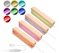 Base LED in Legno, Base Luminosa a LED, LED Luci Display Base, Base di Visualizzazione per Luci a LED, USB Base Rettangolare Illuminata, per Piastra in Vetro, Cristalli, Decorazione Casa Resina
