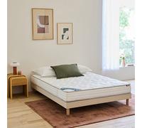 Base letto imbottita déco con 12 doghe e piedini Beige 140 x 200 cm