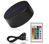 Base luminosa a LED 3D, luce notturna, base per lampada di ricambio o fai da te, con telecomando USB, cavo USB 7 colori, decorativa camera letto, dei bambini, soggiorno, pubblicità