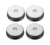 Base luminosa a LED rotonda colorata per statuette artistiche in vetro, illuminata con sette colori cangianti, alimentata a 3 batterie AAA (nero, 4 pezzi)
