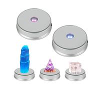 Base luminosa a LED rotonda colorata per statuette artistiche in vetro, illuminata con sette colori cangianti, 3 batterie AAA (bianco, 2 pezzi)