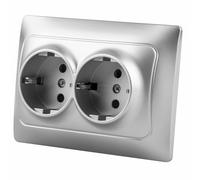 Base monoblocco a doppia connessione, 16A, da incasso, utilità in impianti elettrici per il collegamento sicuro dei dispositivi.