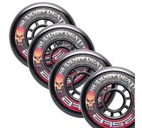 BASE Mulinelli Unisex per Adulti per Esterni PRO Sudden Death, Confezione da 4 Pezzi, 59 mm, durezza 84A, Estremamente Resistenti, Presa Forte, Colore Nero, Adatto per Tutte Le Marche di Pattini in