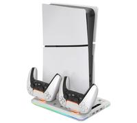 Base multifunzione LED RGB Blackfire con ventilazione e 2 supporti di ricarica DualSense per PS5 Slim