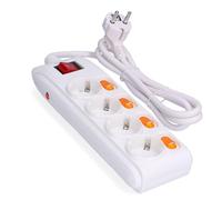 Base multipla a 4 prese con 4 interruttori singoli e protezione integrata. Ideale per organizzare i tuoi dispositivi e garantire sicurezza elettrica in ogni momento.