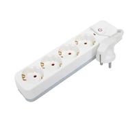 Base multipla a 4 prese con interruttore, protezione da sovraccarico, ideale per collegare più dispositivi e gestire l'alimentazione.