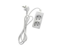 Base multipla standard, 2 prese, con cavo di 3 x 1,5 mm e 3 m di lunghezza, colore bianco, ideale per collegare più dispositivi elettrici.