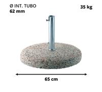 Base Ombrellone in Cemento Pietra Granito Grande 35-25 kg con Tubo 42-52-62 mm