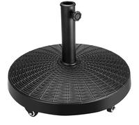 BAKAJI Base per Ombrellone da giardino con 4 Ruote e Freni, Resina Acciaio Forma Tonda, Supporto per Ombrelloni 38/48mm da Giardino Peso 25 kg, Ideale per Esterno, Spiaggia, Bar, Ristoranti, Patio