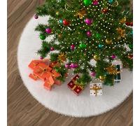 Base per albero di Natale, 91,4 cm, in finta pelliccia, colore bianco, per decorare l'albero di Natale, feste, decorazione per la casa