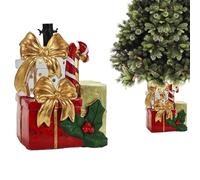 Base Per Albero di Natale a Forma di Pacco Regalo Colorato New Accessorio Addobbo Natalizio